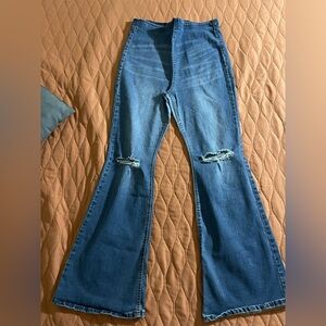 Tinseltown Distressed Blue Flare Jeans